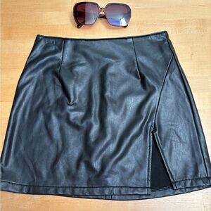 Rewash Black Faux Leather Mini Skirt